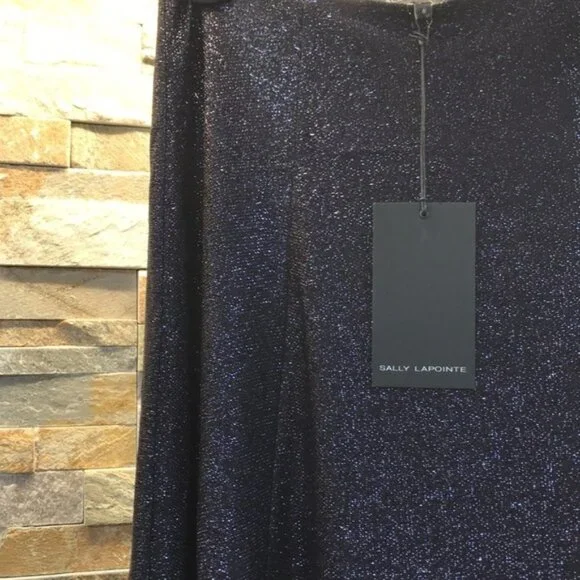 Sally LaPointe Navy Metallic Skirt - Picture 4 of 10